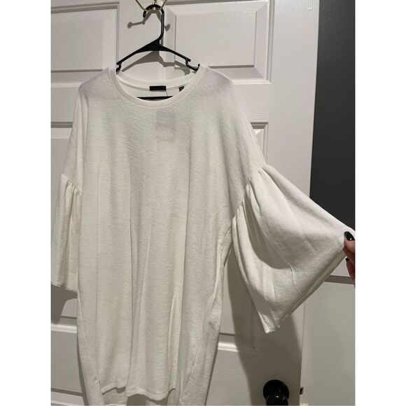 NWT ATM Anthony Thomas Melillo White Lightweight Terry Ruffle Sleeve Dress Med - Picture 6 of 12